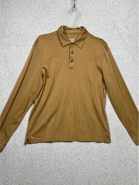 Untuckit Golf Polo Shirt Cotton Mens M Long Sleeve Brown Casual Preppy Office